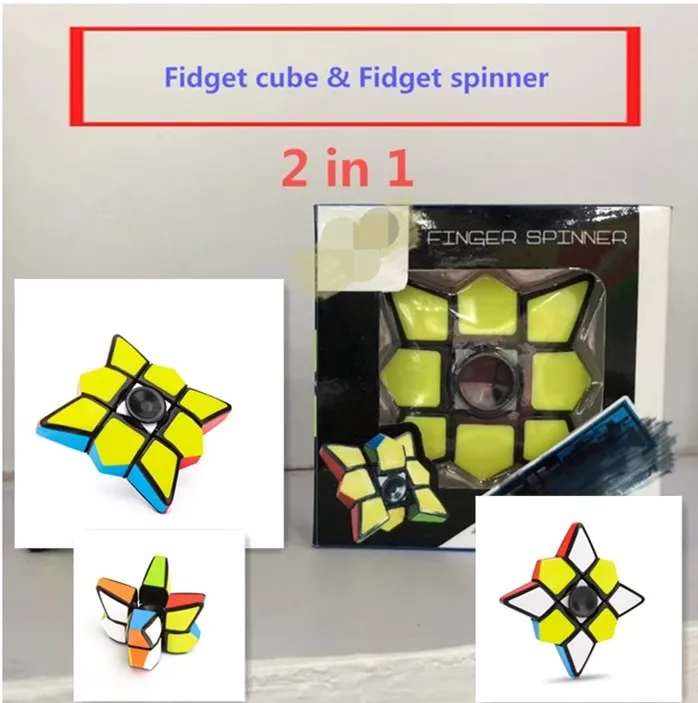 

2018 New 2 in 1 updated fidget cube & fidget spinner spinning top magical cube 1x3x3 layer educational toy gift free shipping