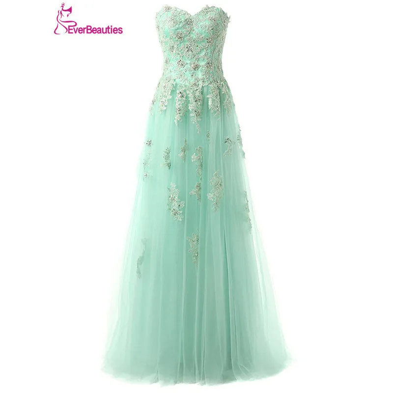 

A line Evening Dresses Long 2019 Tulle With Appliqued Beaded Floor-Length Sweetheart Shape Robe De Soiree Kaftan Abendkleider