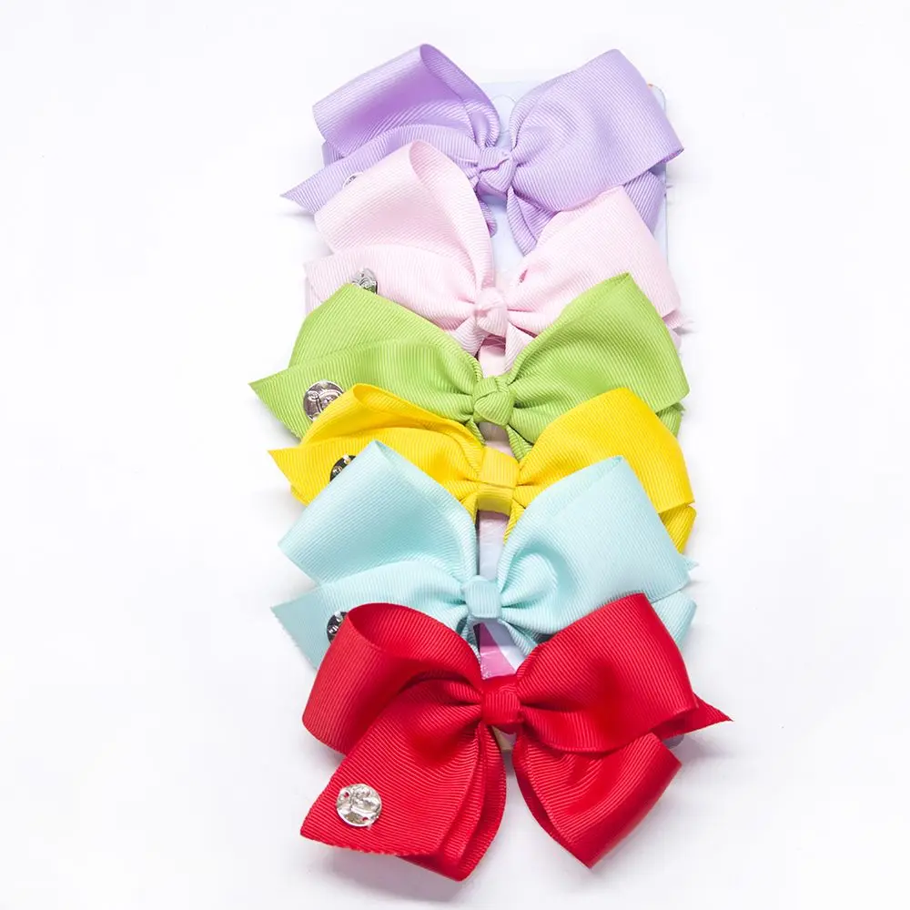 6 Pieces/Set Hair Clips Accessories Kids Cute Hair Clips Big Bow Girls Colorful Printed Knot Bow