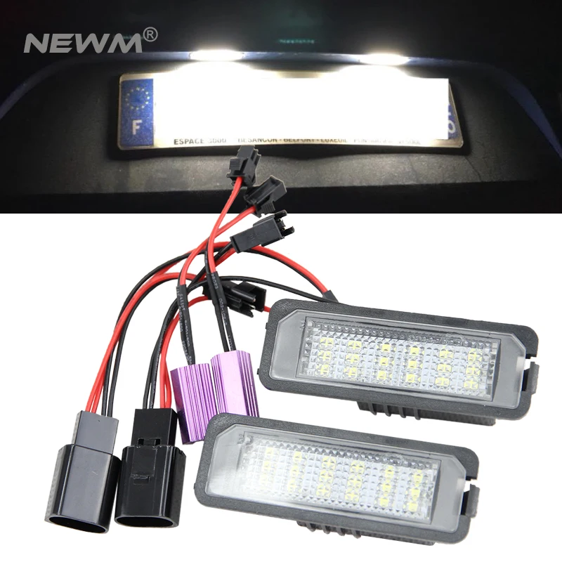 

2Pcs/Set WITH Canbus Error Free White 18SMD LED Number License Plate Lights For SEAT Altea Exeo/ST Ibiza Leon