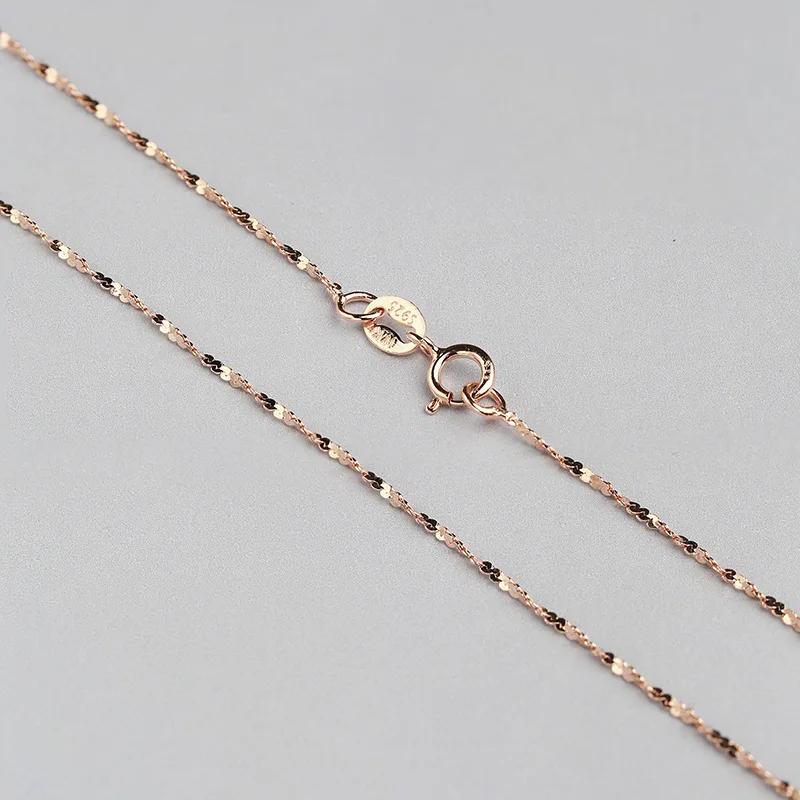 

0.8mm thickness Excellent Solid Sterling Silver Necklace Yellow Gold Rose Gold Chain Necklace Great Quality Last Forever