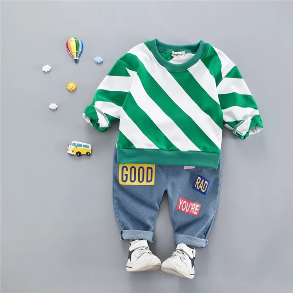Hot sale Cotton autumn fashion striped kid suit children set baby