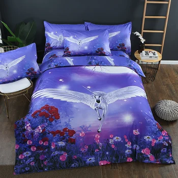 

2/3pcs 3D Duvet Cover Bedding Set Bed Quilt Cover Clothes Pillowcase Kids Bedroom Twin Full Queen King Size Unicorn