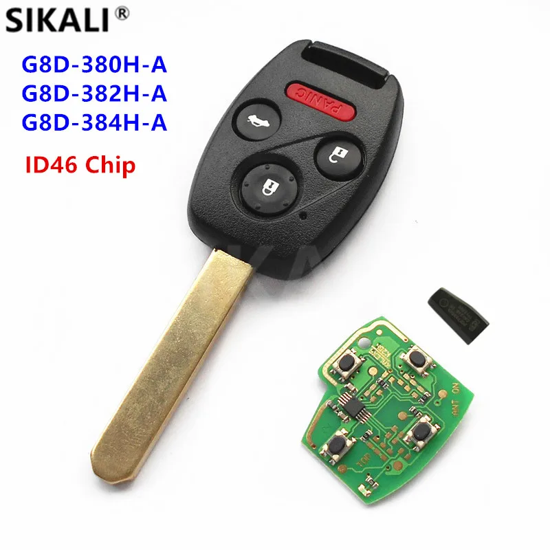 

SIKALI Remote Key Work for Honda for Accord Element CR-V FIT HR-V City Odyssey Shuttle Civic 4 Buttons + ID46 Immobilizer