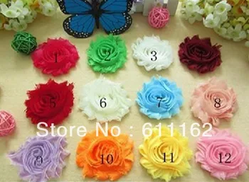 

free shipping 12 color 2.5inch shabby chiffon flower lace solid color shabby chiffon flower flower 12