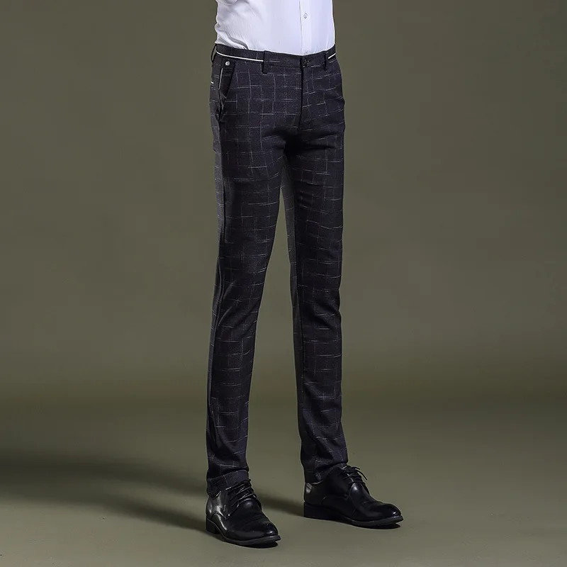 

Spring 2019 Men's Leisure Pants Trend Chequered Men's Trousers Stretch Korean Chequered Men's Trousers Young Men's WearLMDS032