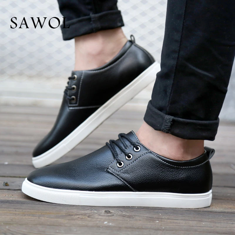 Grande Black Véritable Sneakers Sur Marque yellow En Cuir Sawol Les Hommes Appartements Glissent Occasionnels blue Split Plus Taille Chaussures 6xzRaq