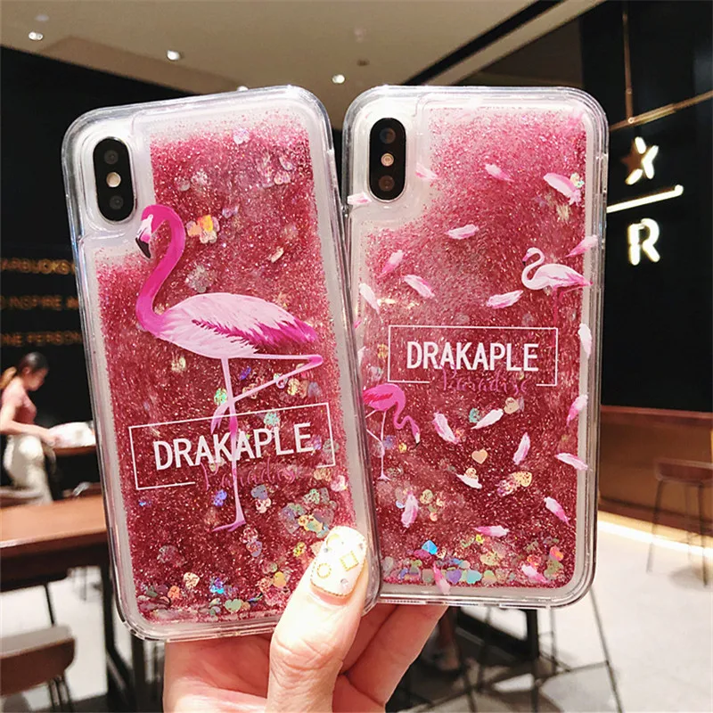 Quicksand Case For iPhone 5 5s SE 6 6S 7 8 Flamingo Bling Dynamic Love X Xs Xr Max 6sPIus 7PIus 8PIus Back Cover |