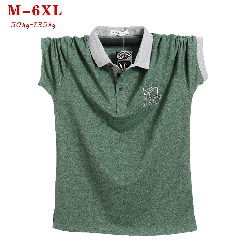 

2019 Plus Size 5XL 6XL Men Casual Big Tall polo shirt Short Sleeve Oversized polo Shirt Cotton Male Large turndown collar tops