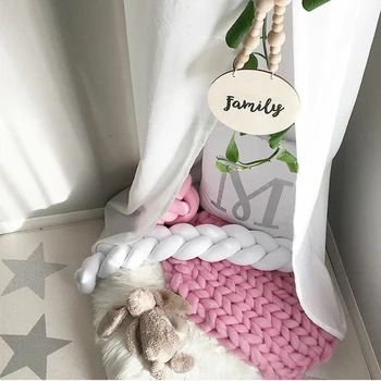 

INS Nordic Style 1M-2M Knot Cushion Striped Weaving Pillow Handmade Kids Stuffed Toys Baby Sleep Bed Bumper Decorative Cushions