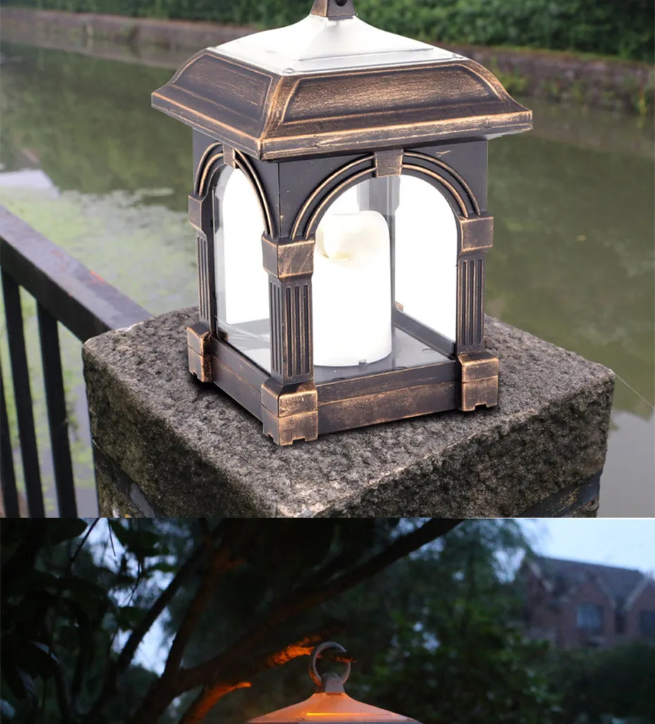 Retro Vela Solar Lanterna de Jardim ao ar Livre Caminho Pendurado Decoração do Jardim Luz Solar Gramado Luz Solar Luzes Led à Prova d' Água 4 decoração do jardim à prova dwaterproof água led luzes solares