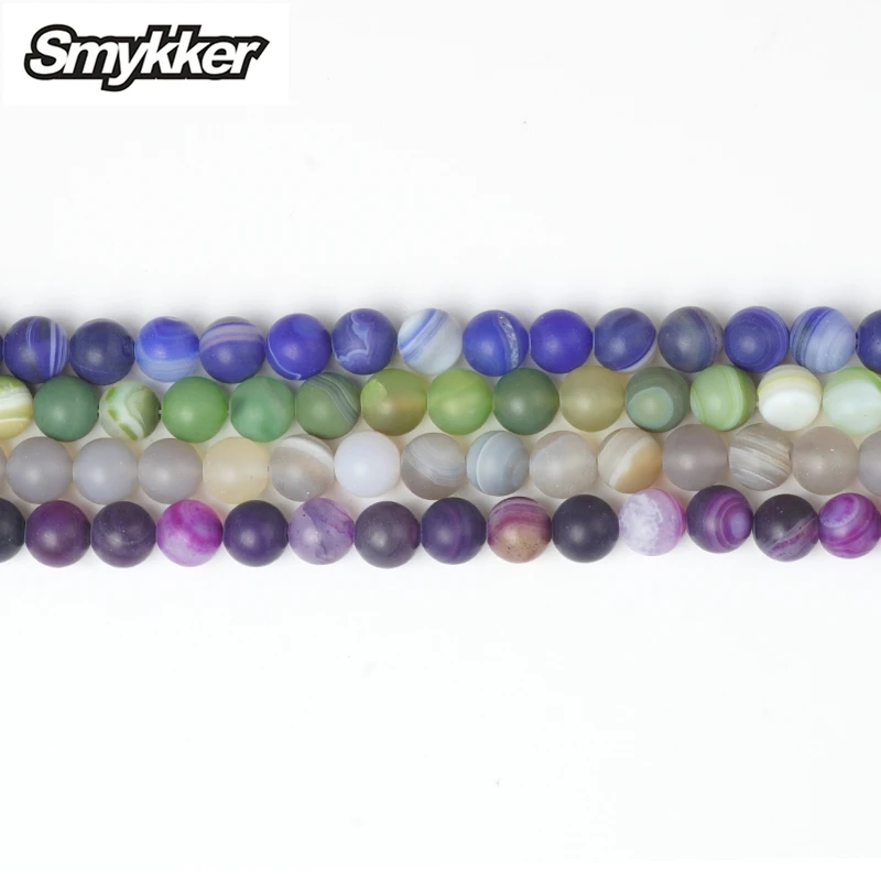 

Purple Blue Stripe Agate Stone Beads Wire Wrapping Matte Carnelian Gem Frosted Dull Polish Line Agate Sardonyx 8mm Bead Rosary