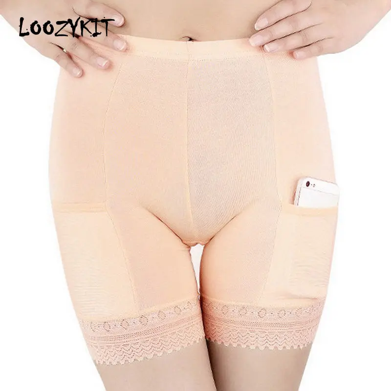 

LOOZYKIT 2019 Women's Safety Trousers Pocket Lace Anti-going Bottoming Insurance Legging Hip Legging deodorant ultra-thin Bottom