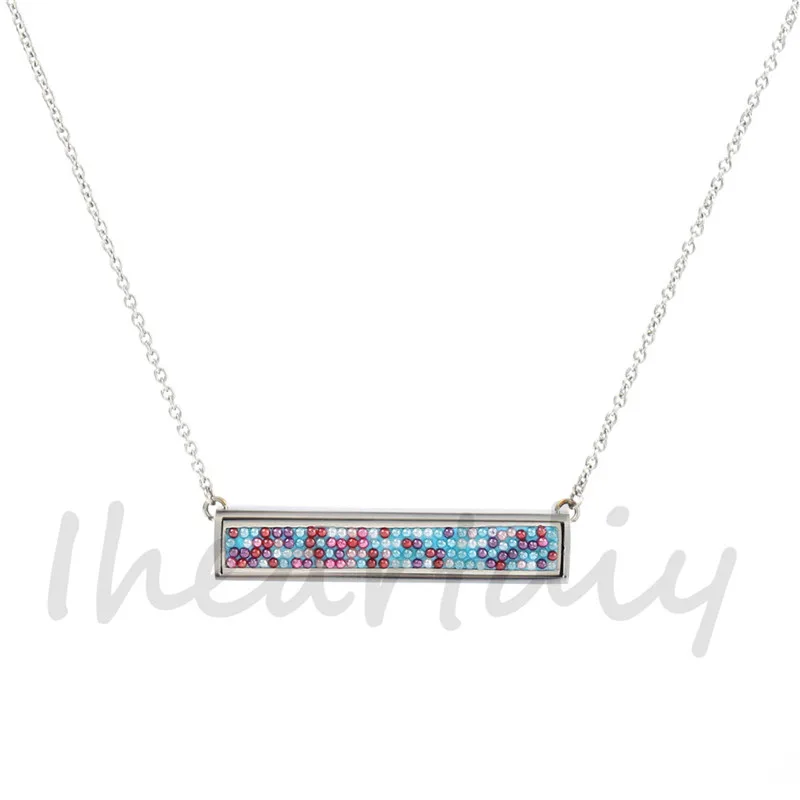 

"PRESELL PRODUCT" 3.8cm*0.6cm Mosaic Lavender Magentic Interchangeable pearl Bar fit Rectangle Bar Necklace toned