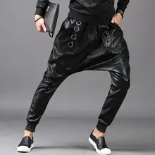 Черные осенне-зимние личности брюки мужские кожаные Штаны штаны-шаровары мужские ноги брюки Модные мужские панталоны Street Новинка