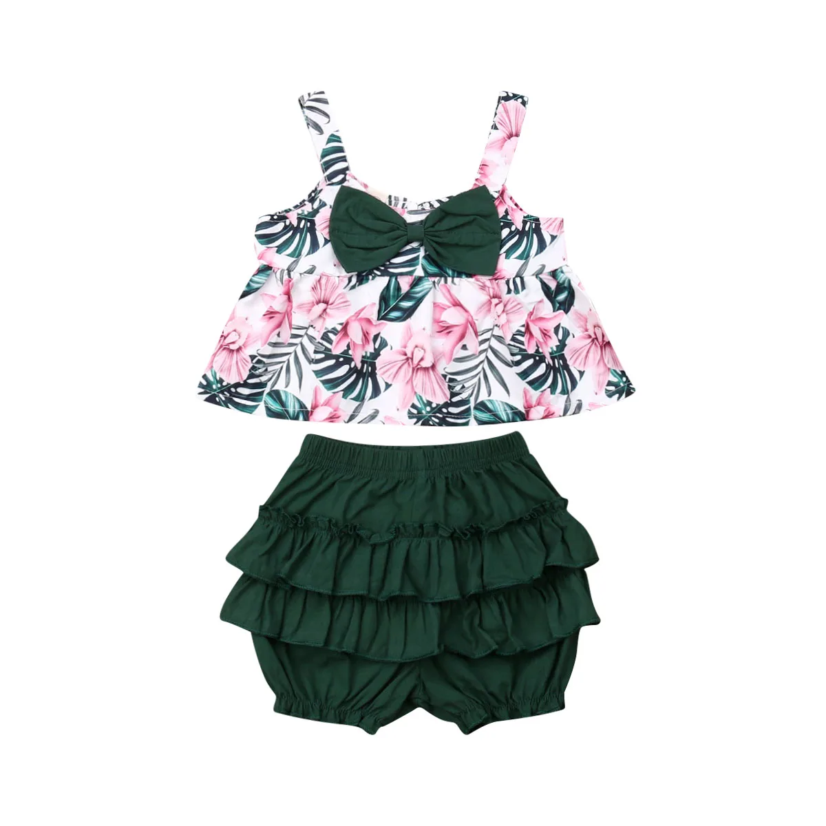 

Summer Toddler Kids Baby Girls Floral Tops Shirts Short Pants Outfit Set Clothes