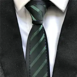 Новые дизайнерские Для мужчин модные узкие галстук уникальный Панель галстуки черный с зелеными полосами