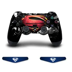 PS4 кожаная наклейка на контроллер Виниловая Наклейка Обложка + 2 свет бар для sony Игровые приставки 4 PS 4 DualShock Беспроводной геймпад-Супермен