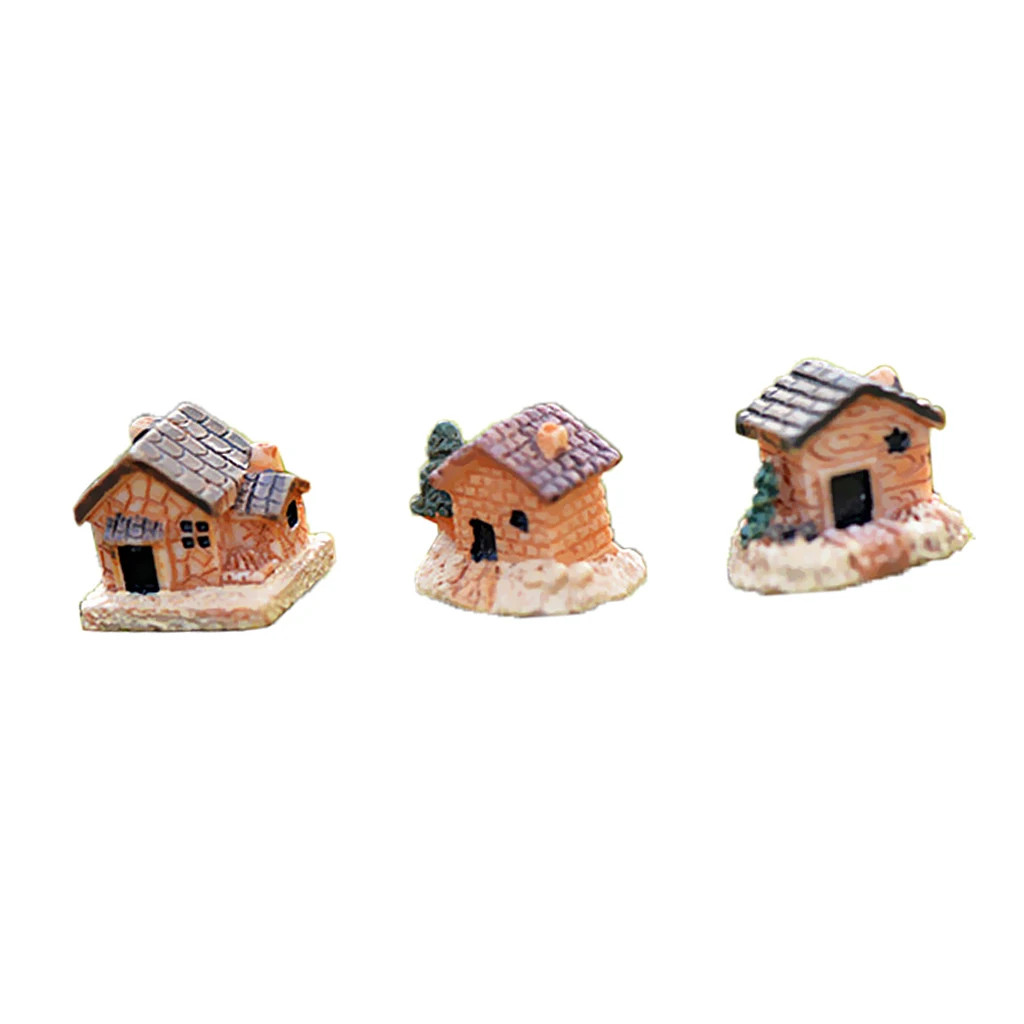3 Piece Mini DIY Decoration Resin House Garden Flower Pot Micro Landscape For Decorated The Flowerpot