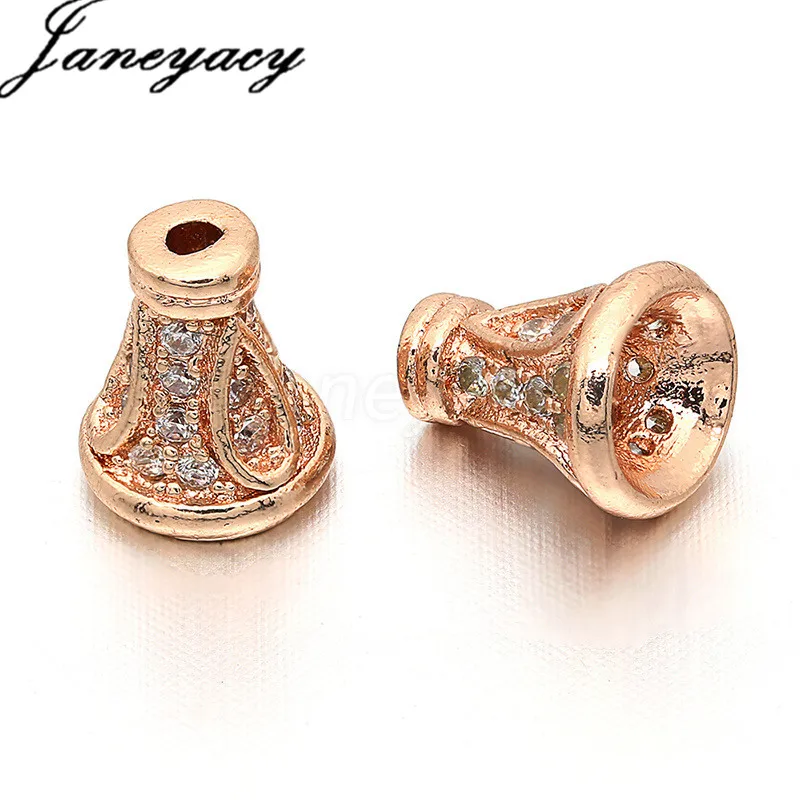 

Fashion Brass Cubic Zirconia Accessories Connector Bead Caps DIY Necklace Earring Pendant Accessories Jewelry Making L7*W6mm
