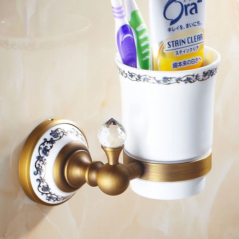 Wall Mounted Antique Tumbler Holder Home Improvement Bathroom Accessory