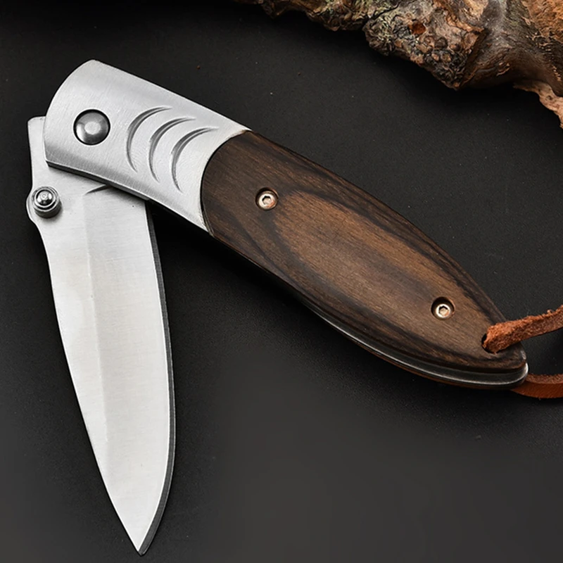 

7" Mini Survival Hunting Knife Portable Key Edc Stainless Fold Camping Tactical Folding Pocket Ring Outdoor Tools Knives