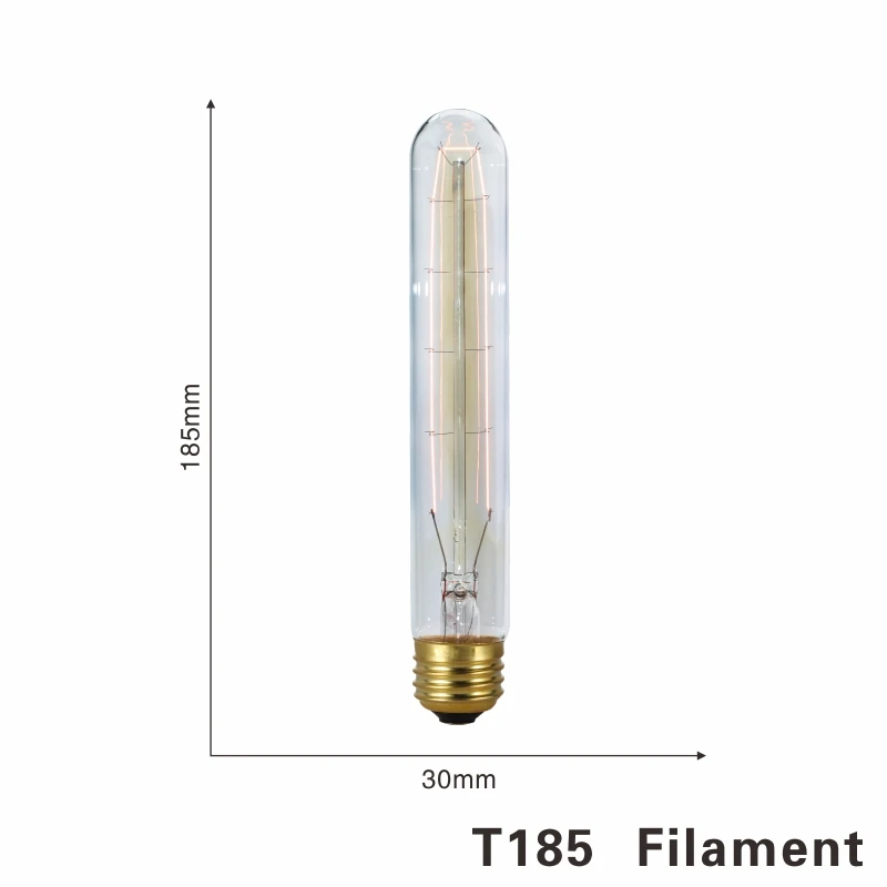 T185 FilamentE27 40W LARZI Ретро Винтаж светодиодный спираль лампа накаливания светильник лампочка 2200K 4W 40W 220V затемнения Эдисон лампы C35 T10 T45 A19 A60 ST64 G80 G95 G125 - Цвет: T185 FilamentE27 40W
