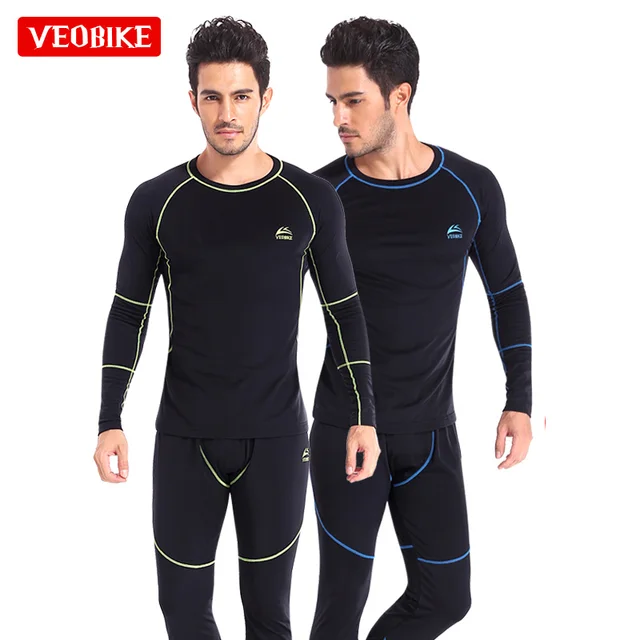 US $31.61 Winter Outdoor Skiing Underwear Sets Snow Johns Warm Thermal Shirts Compress Men Ski Jacket Quick C