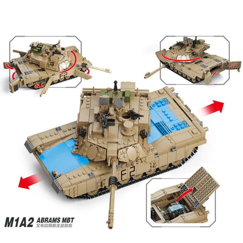 Kazi 1463 шт кирпичи военные M1A2 Танк Abrams главный боевой танк 2в1 строительные блоки