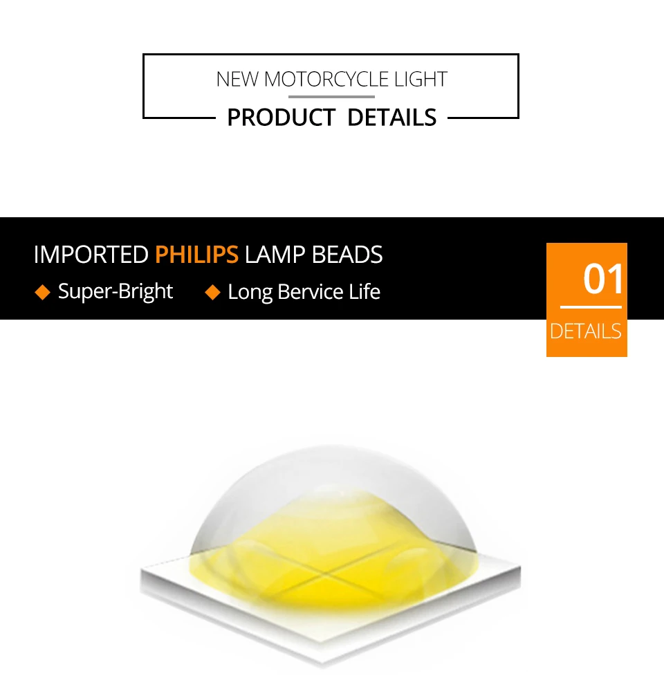 LED Motorcycle Headlight Auxiliary Lamp LED Motorbike Mopeds Spotlight Accessories (4)