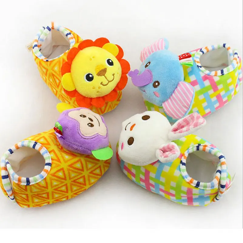 Infant Baby Plush Cute Animal Shoes Rattles Bell Appease Stuffed Cute