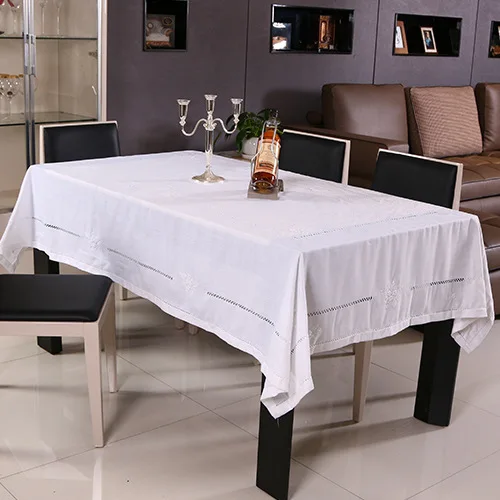 

Hand embroidered cotton linen table cloth 110cmx110cm customize
