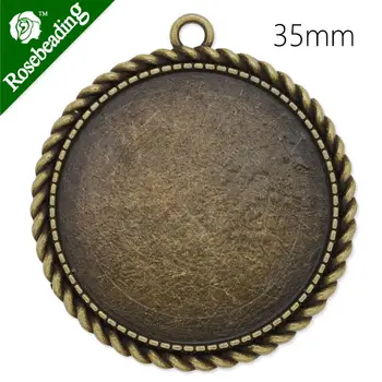 

35mm antique bronze plated pendant tray,pendant bezel,blank settings,braided around,sold by 20pcs/lot-C3828
