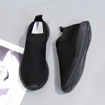 

New Women Flat Shoes Breathable Knitted Mesh Walking Sneakers Soft Sock Shoes LMH66