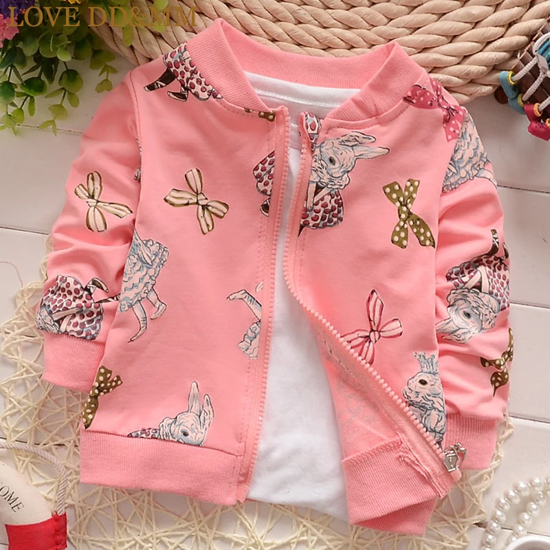 

LOVE DD&MM Girls Coats 2019 Spring New Children's Wear Girls Cute Cartoon Printed Long-Sleeved Casual Cardigan Coat