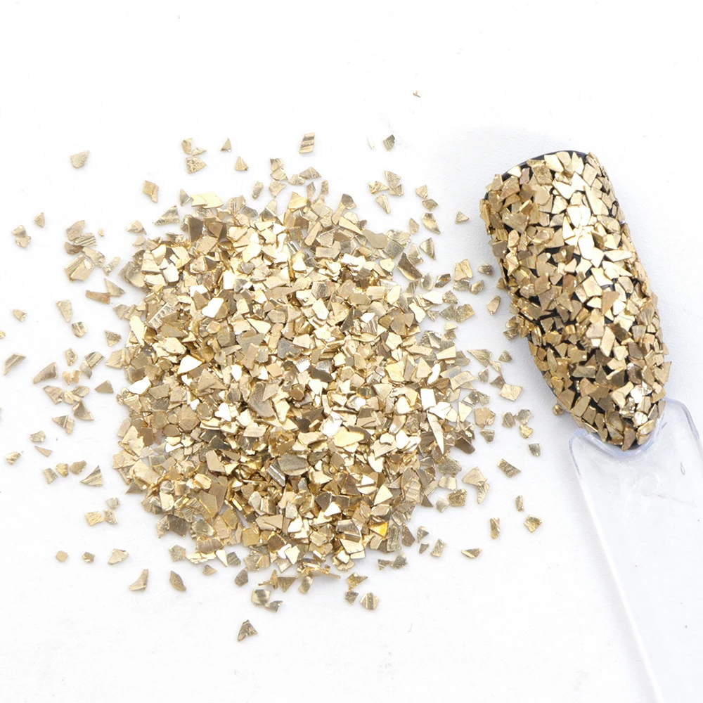 Mix Color Borken Glass Nail Glitter Set Gold Purple Irregular Shape Nails Art Powder Sequins Polish 3D Tips Manicure LALY