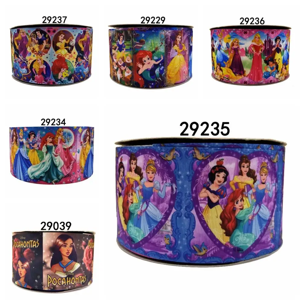 

Free shipping 50 yard per size princess ribbon printed grosgrain ribbon 29235