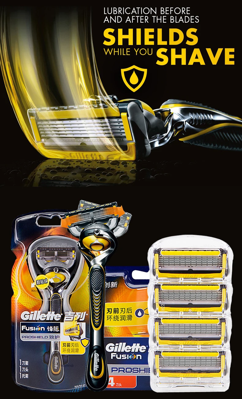 Gillette Fusion Proshield Shaving Razor Blades For Men Face Care Brands Safety Razors Shaver Blade 1 Razor Handle + 5 Blades-1