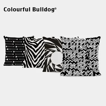 

Black White Geometric Cushion Covers English Flag Arrow Striped Throw Pillows Circle Dots Rhombus 43*43 cm Sqaure Home Decorate
