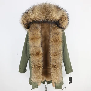 Image 5 - OFTBUY 2020 Long Parka Real Natural Raccoon Fur Coat Winter Jacket Women Streetwear Outerwear Thick Warm Casual Big Fur Collar