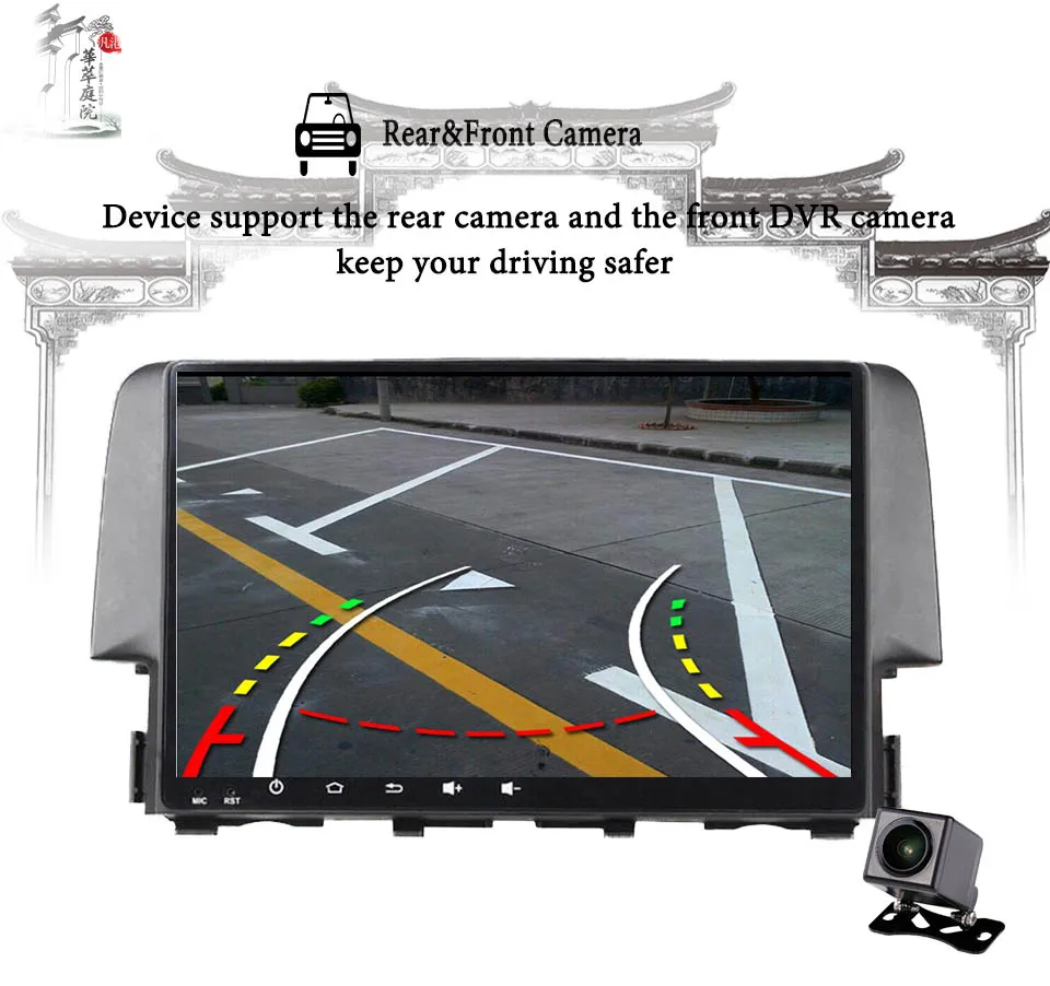 Best 9" Octa core Autoradio 2 din Car Dvd Radio Gps Android 9.0 For Honda For Civic 2016 2017 2018 Stereo 4gb+64gb Video multimedia 3