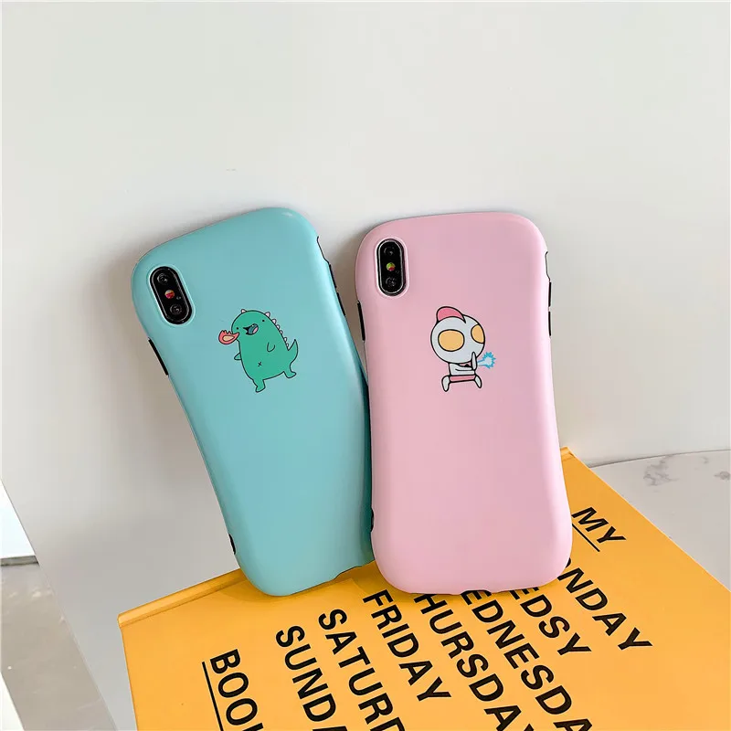 

cartoon slender waist Ultraman dinosaur Blue, pink soft shell mobile phone bag For Apple iphone 6 6s 7 8 Plus X XS XR MAX Case