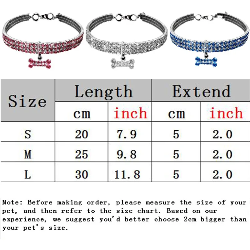 Comwarm милый Bling Rhinestone Pet ожерелье ошейник для собак с костяным кулоном щенок
