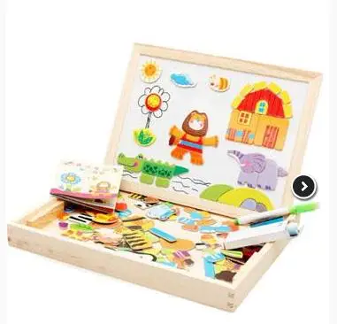 

1Set Drawing Writing Board Magnetic Puzzle Double Easel Kid Wooden Toy Sketchpad Children Intelligence Education Development Toy
