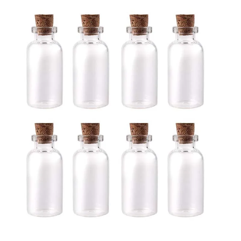8 шт Мини Стеклянная бутылка с пробковой пробкой/маленькие стеклянные бутылки/мини-бутылка с пробкой 22x50 мм прозрачная - Цвет: Transparent