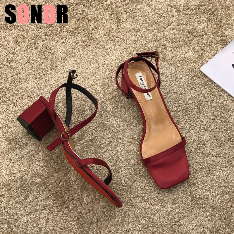 

2019 Women Ankle Strap Heels Sandals Summer Shoes Women Open Toe Chunky High Heels Dress Sandals Pumps