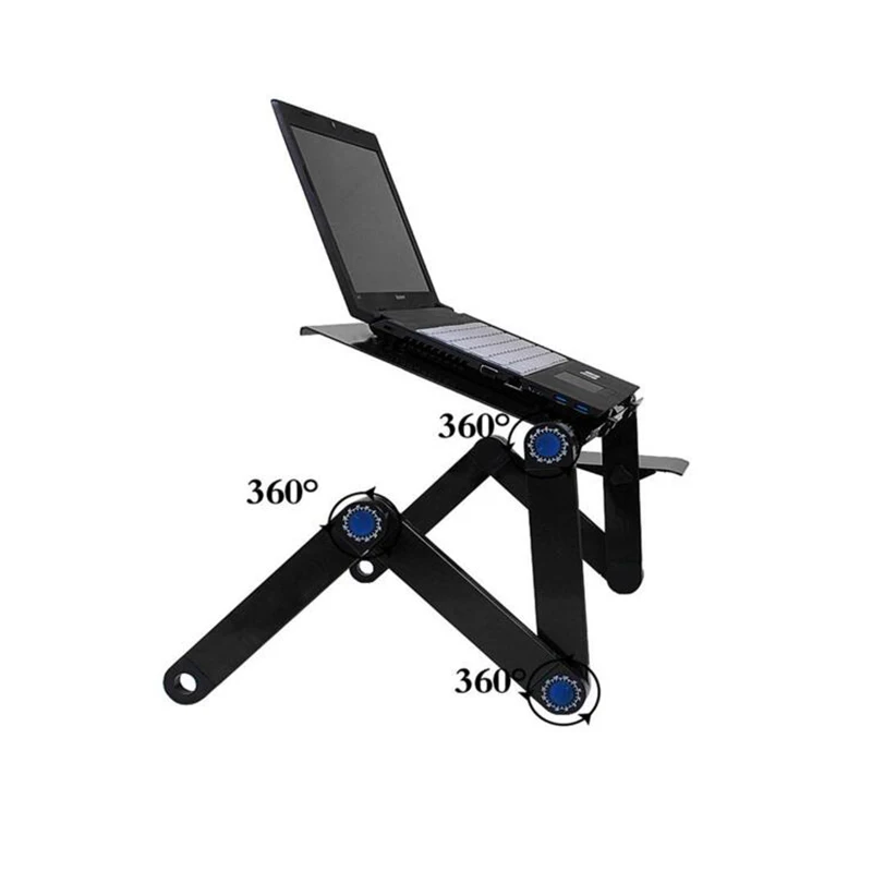Larger Portable Laptop Folding laptop Table Double Fan Desk 480mm Bed Sofa Tray 360 rolling Adjustable Computer table Desk BA50