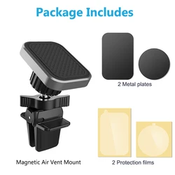 Universal Magnetic Air Vent Phone Mount with Powerful 6x Magnets (Square Gray)