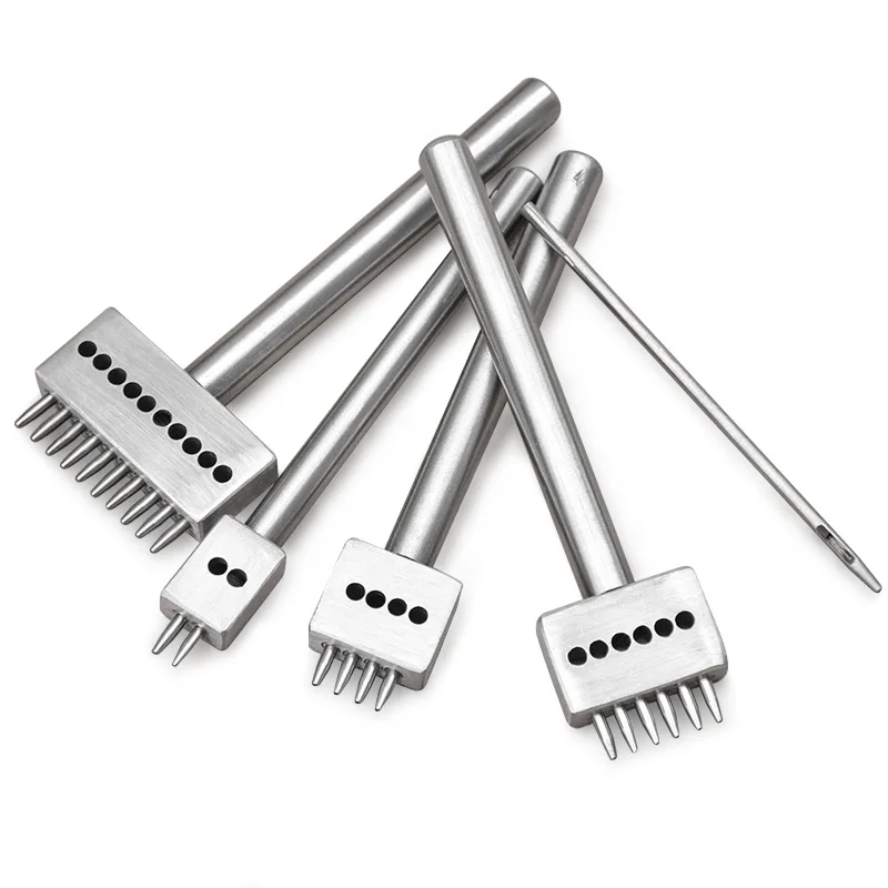 4mm Spacing leather hole punches DIY Hand Perforated Round Stitching Punch Tools Hole Cut Leather Punching Tool 1/2/4/6/10/ Hole