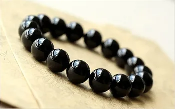 

Natural Black Agate Beads Bracelets Natural GemStones Beaded Elastic Line Bracelet Men Jewelry Women Bracelet Can Drop Shipping